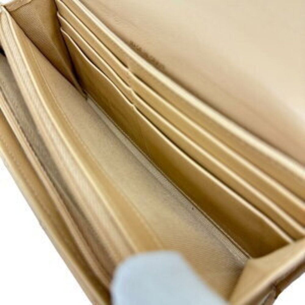 Chanel Lambskin Long Card BL Tan Bifold Beige Wallet Matelasse MaMox GG Shoulder - Picture 6 of 8
